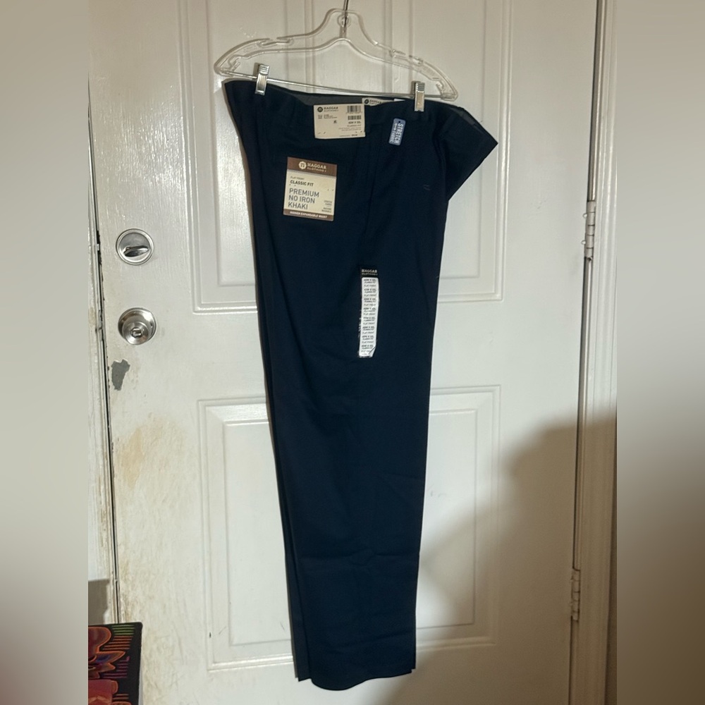 Haggar Blue Dress Pants Classic Flat Front Design